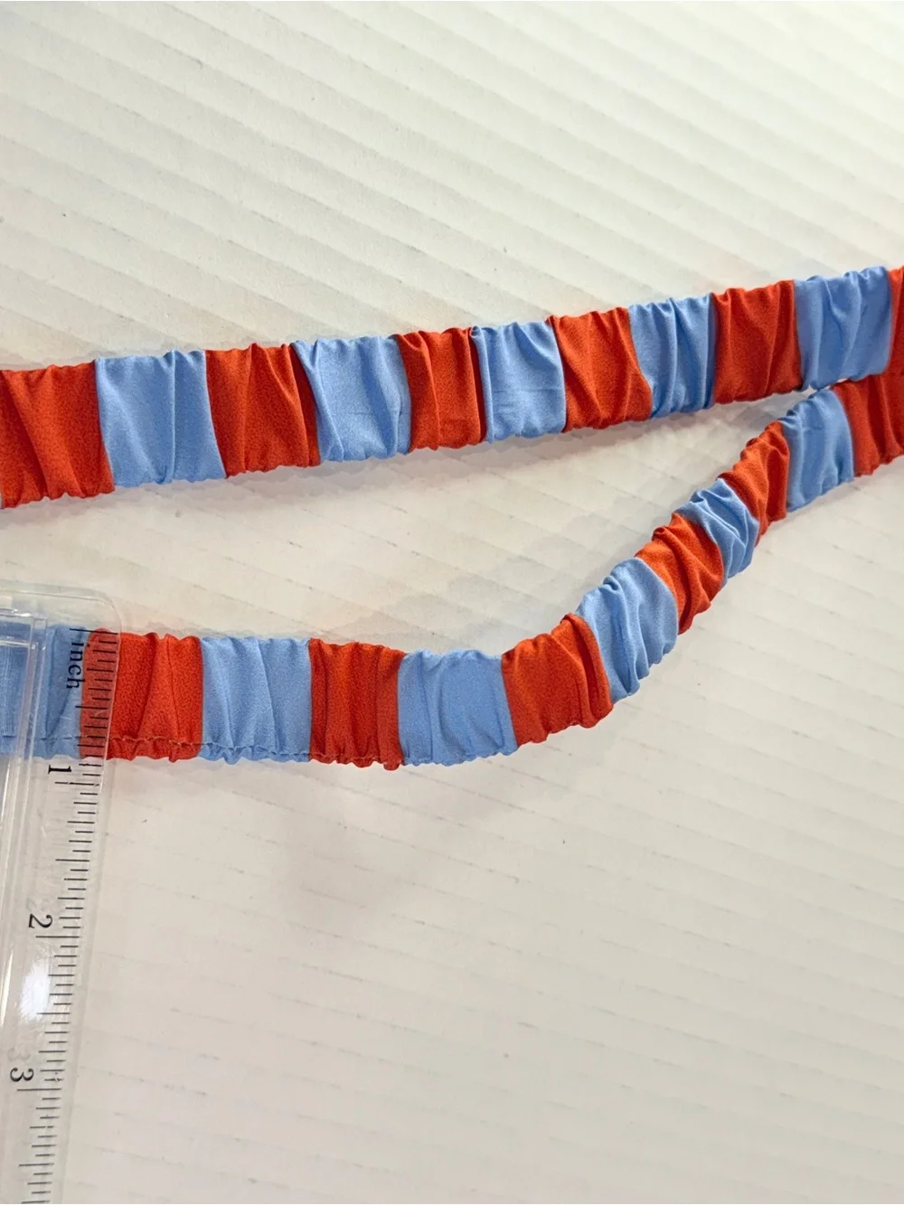 🆕 Crunchy Lanyard Red Blue Fabric Keychain ID Badge Holder Gold Clip 32”